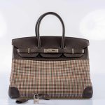 Hermes Birkin 35 Togo And Plaid Wool Lainage Palladium Hardware -Runway Bag - Image 12