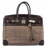 Hermes Birkin 35 Togo And Plaid Wool Lainage Palladium Hardware -Runway Bag - Image 4