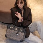 Hermes Birkin 35 Togo And Plaid Wool Lainage Palladium Hardware -Runway Bag - Image 6