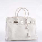 Hermes Birkin 35 White Clemence leather Palladium Hardware - N Square - Image 7