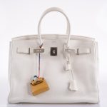 Hermes Birkin 35 White Clemence leather Palladium Hardware - N Square - Image 9