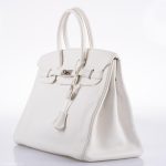 Hermes Birkin 35 White Clemence leather Palladium Hardware - N Square - Image 4