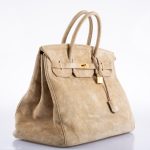 Hermes Birkin 40 Beige Veau Doblis Suede with Gold Hardware - 1986, P Circle - Image 3