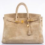 Hermes Birkin 40 Beige Veau Doblis Suede with Gold Hardware - 1986, P Circle - Image 7