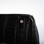 Hermes Birkin 40 Black Matte Porosus Crocodile Palladium Hardware - Image 14
