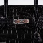 Hermes Birkin 40 Black Matte Porosus Crocodile Palladium Hardware - Image 16