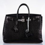 Hermes Birkin 40 Black Matte Porosus Crocodile Palladium Hardware - Image 10
