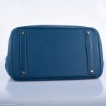 Hermes Birkin 40 HAC Blue Thalassa Togo & White Stitching Palladium Hardware - 2003, G Square - Image 8