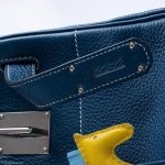 Hermes Birkin 40 HAC Blue Thalassa Togo & White Stitching Palladium Hardware - 2003, G Square - Image 12