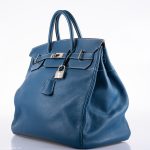 Hermes Birkin 40 HAC Blue Thalassa Togo & White Stitching Palladium Hardware - 2003, G Square - Image 10