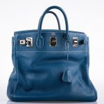 Hermes Birkin 40 HAC Blue Thalassa Togo & White Stitching Palladium Hardware - 2003, G Square - Image 6