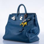 Hermes Birkin 40 HAC Blue Thalassa Togo & White Stitching Palladium Hardware - 2003, G Square - Image 7
