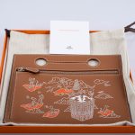 Hermes Birkin Pochette Backpocket Printed Gold Swift with Palladium Hardware - 2021, Z - Image 2