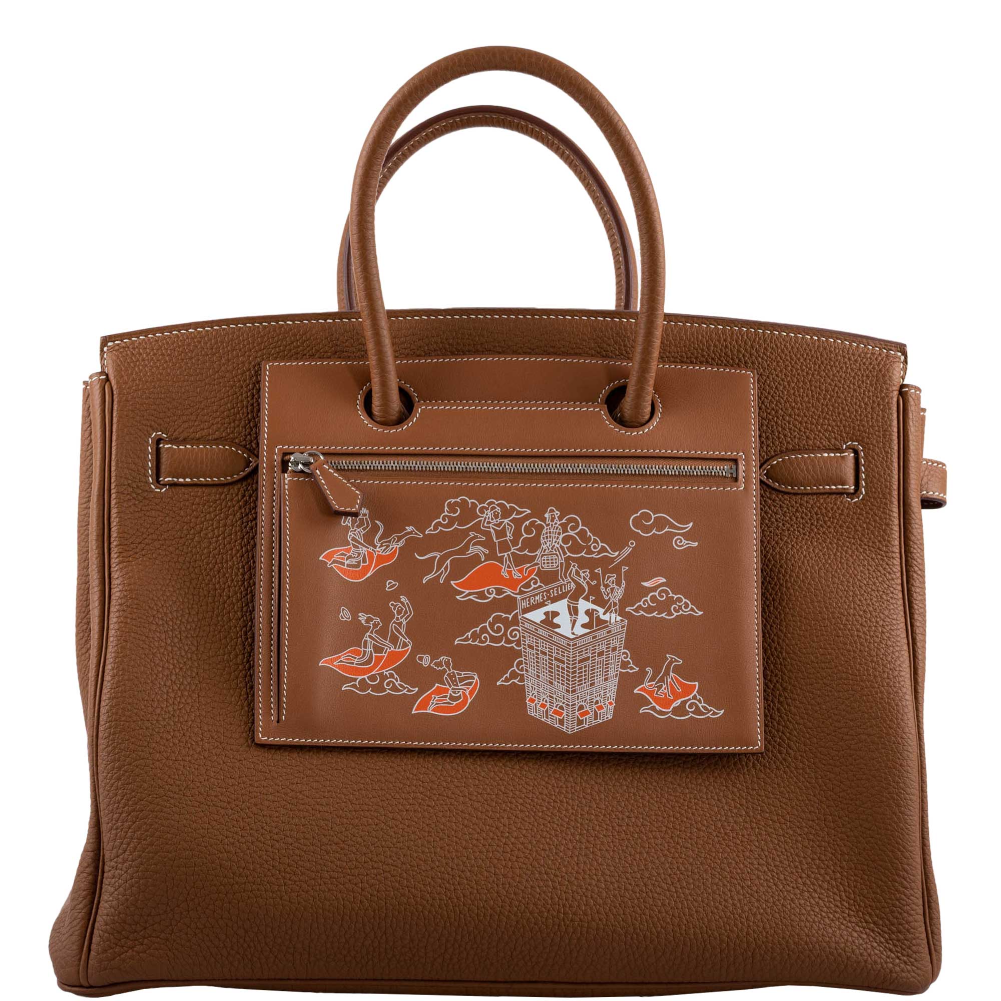 Hermes-Birkin-Pochette-Backpocket-Printed-Gold-Swift-with-Palladium-Hardware-2021-Z Hermes Birkin Pochette Backpocket Printed Gold Swift with Palladium Hardware - 2021, Z - Image 1