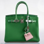 Hermes Birkin Touch 30 Bambou (Bamboo) Togo & Cactus Niloticus Crocodile Palladium Hardware - 2020, Y - Image 10