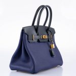 Hermes Birkin Touch 30 Bleu Encre Sombrero & Bleu Obscur Taurillon Clemence Gold Hardware - 2020, Y - Image 9