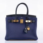 Hermes Birkin Touch 30 Bleu Encre Sombrero & Bleu Obscur Taurillon Clemence Gold Hardware - 2020, Y - Image 7