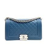 Chanel Medium Quilted Boy Bag Blue