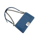 Chanel Medium Quilted Boy Bag Blue - Image 3