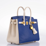 Hermes Birkin 25 HSS Bi-Color Blue Electrique & Craie Epsom Brushed Gold Hardware - 2016, X - Image 6